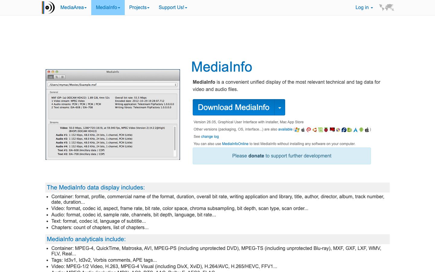 MediaInfo official website