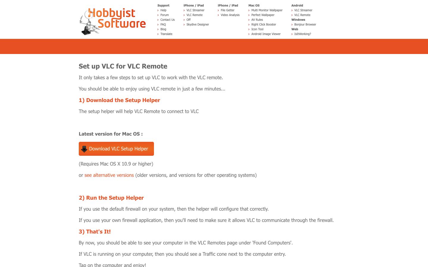 VLC Remote Setup Helper official website