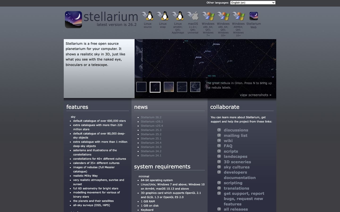 Stellarium official website