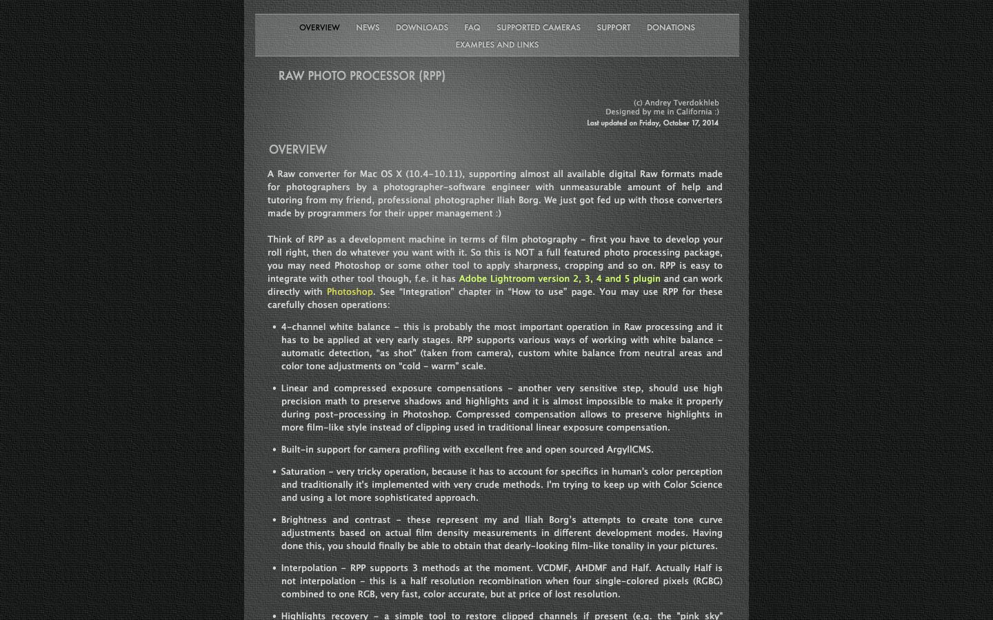 Raw Photo Processor official website