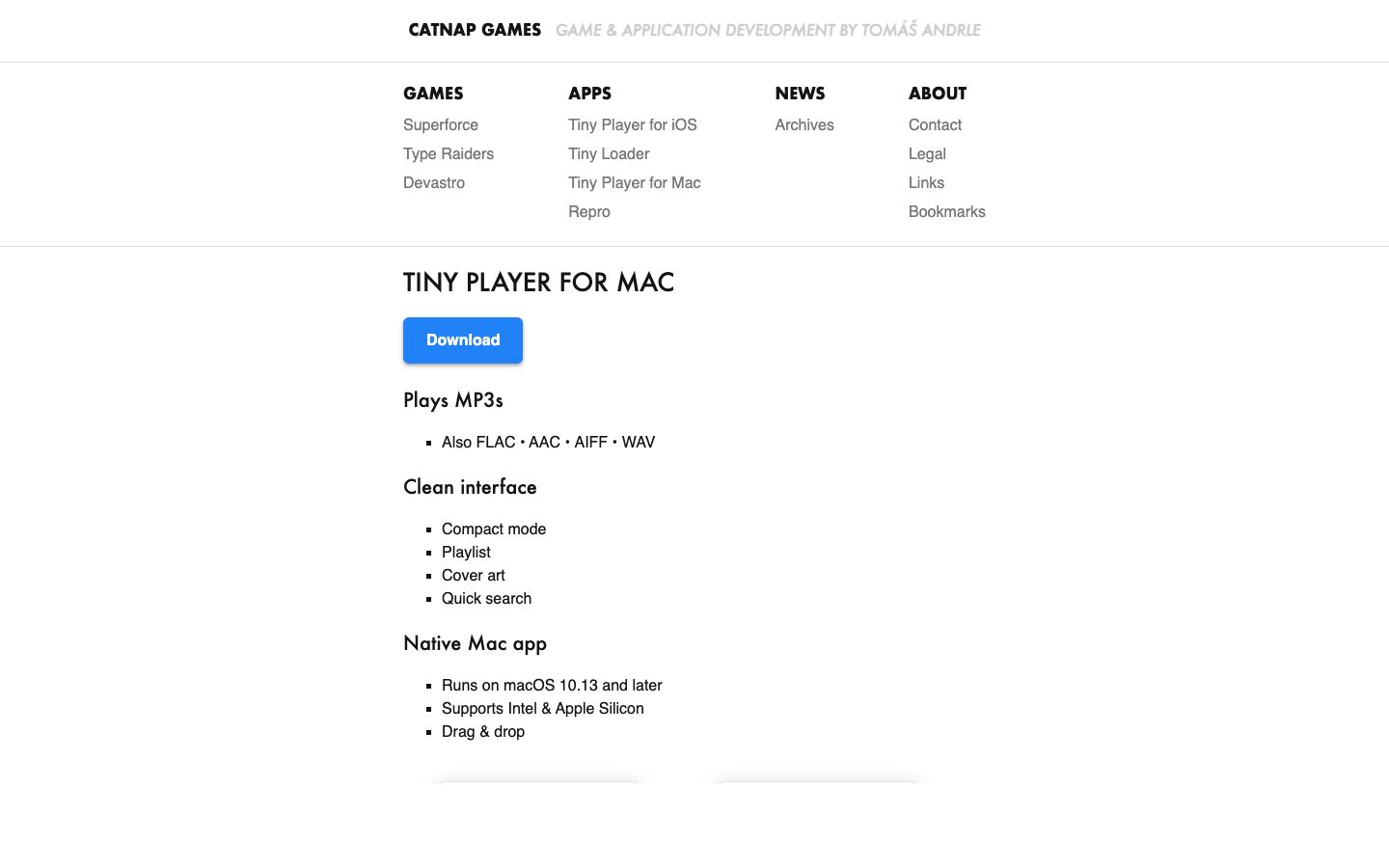 Tiny Player for Mac official website