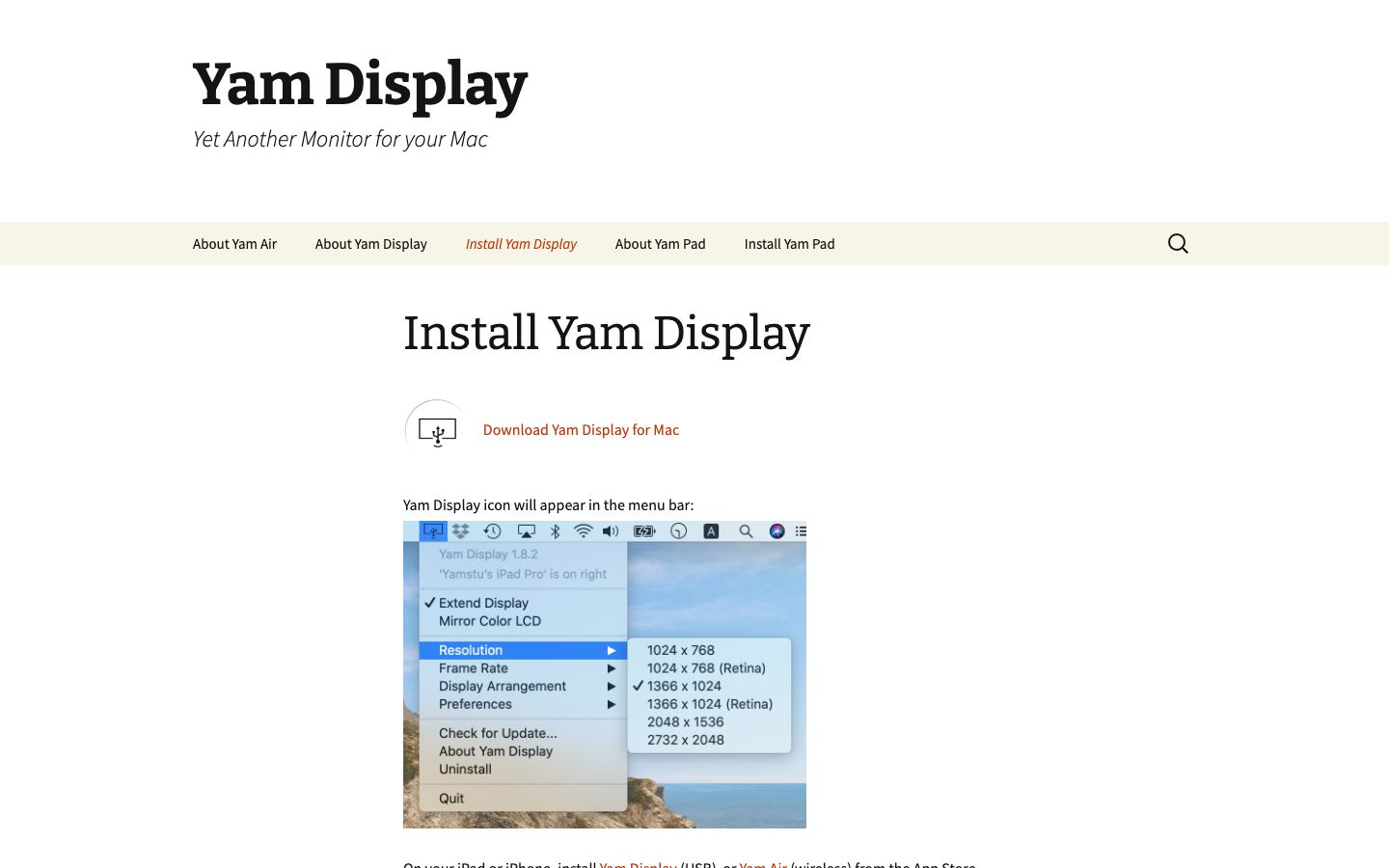 Yam Display official website