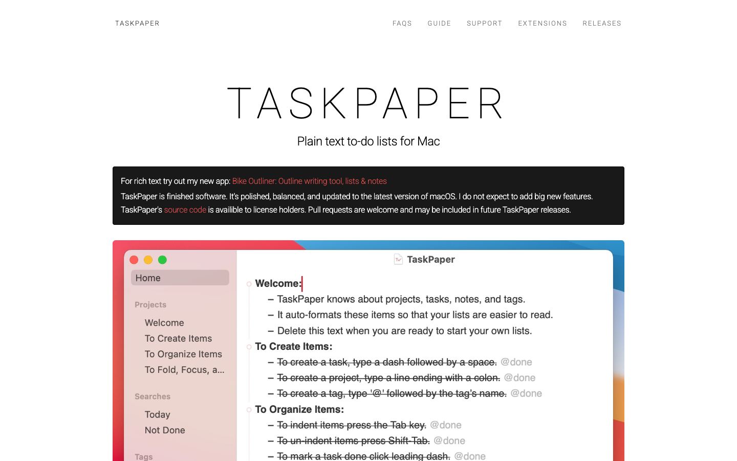TaskPaper official website