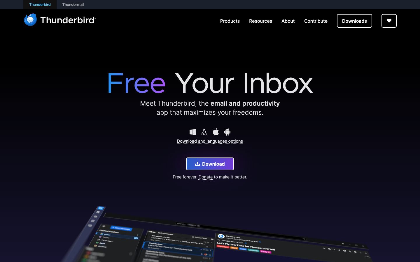 Mozilla Thunderbird official website