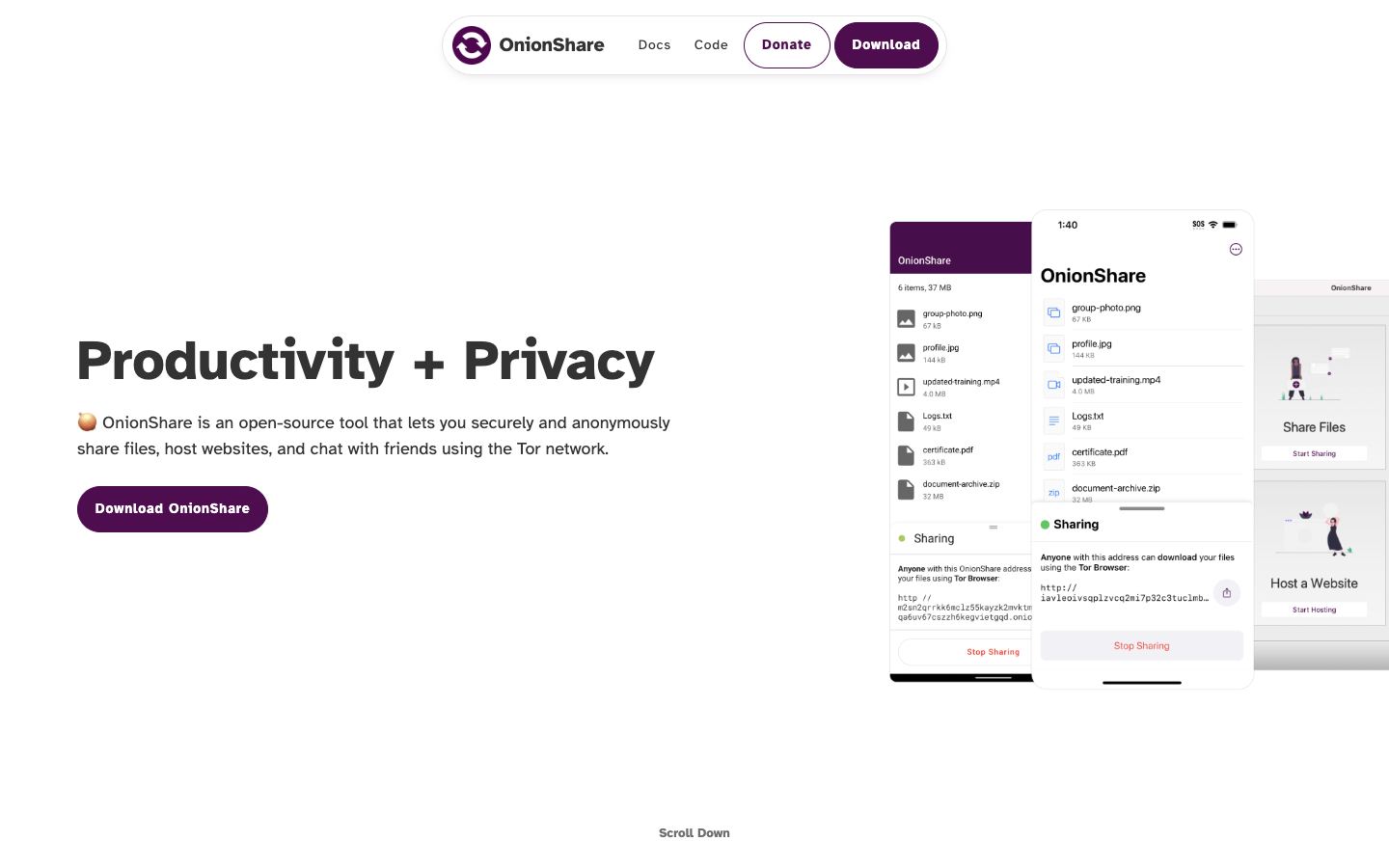 OnionShare official website