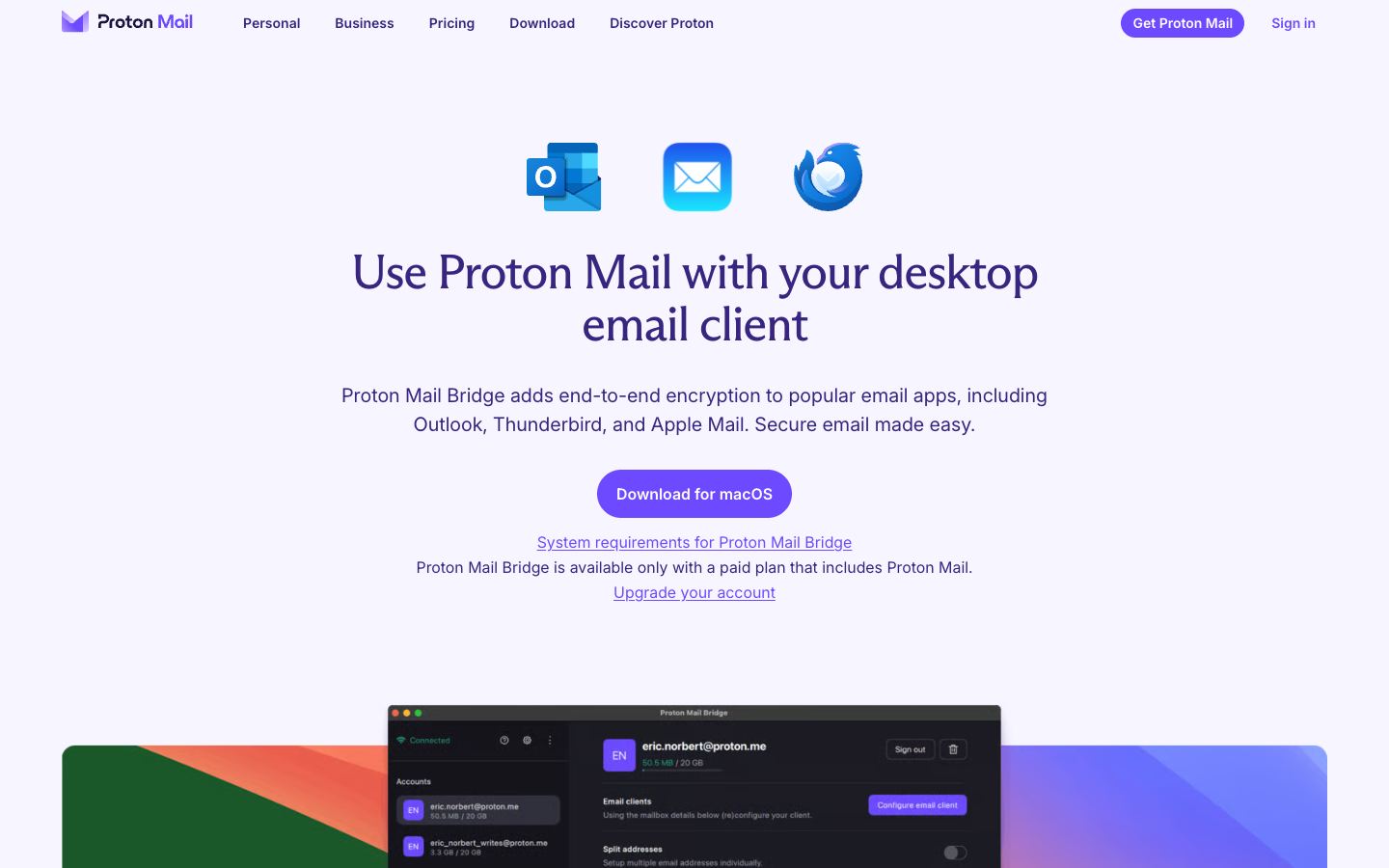 Proton Mail Bridge official website