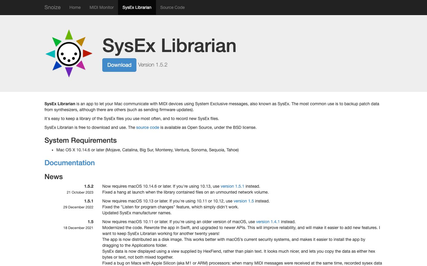 SysEx Librarian official website