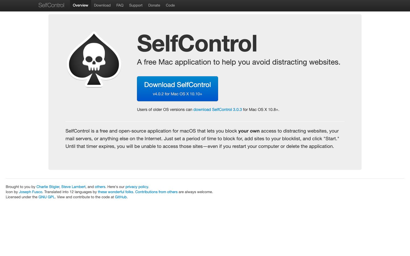 SelfControl official website